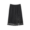 THE GLOSSY SATIN + LACE SATIN SLIP SKIRT